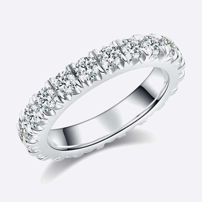 Timeless Radiance Lab-Created Diamond and Moissanite Silver Eternity Band