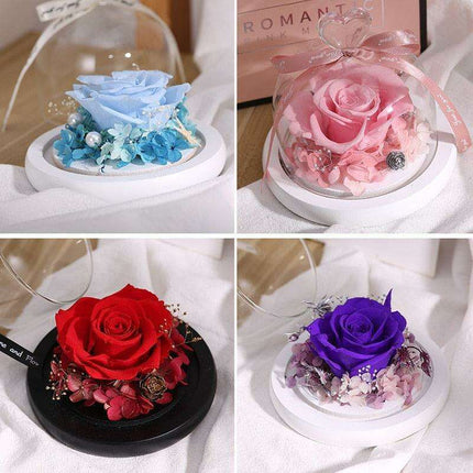 Timeless Romance: Preserved Real Rose in Illuminated Glass Dome - Très Elite