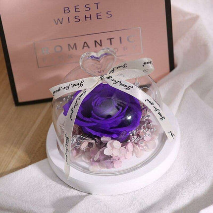 Timeless Romance: Preserved Real Rose in Illuminated Glass Dome - Très Elite