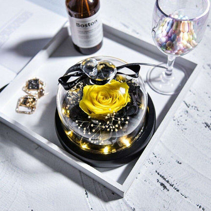 Timeless Romance: Preserved Real Rose in Illuminated Glass Dome - Très Elite