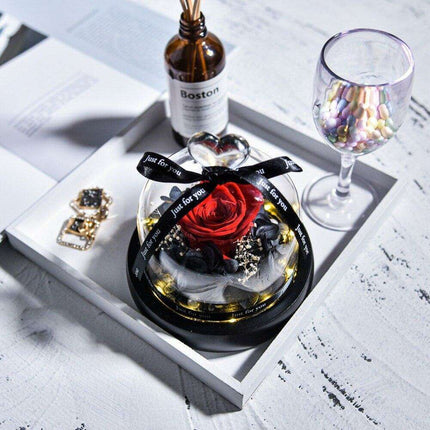 Timeless Romance: Preserved Real Rose in Illuminated Glass Dome - Très Elite