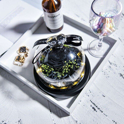 Timeless Romance: Preserved Real Rose in Illuminated Glass Dome - Très Elite
