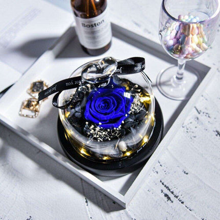 Timeless Romance: Preserved Real Rose in Illuminated Glass Dome - Très Elite