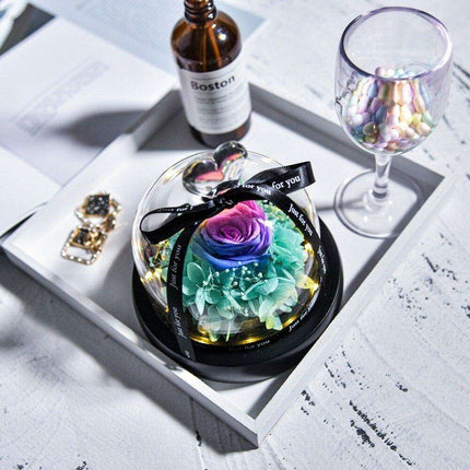 Timeless Romance: Preserved Real Rose in Illuminated Glass Dome - Très Elite