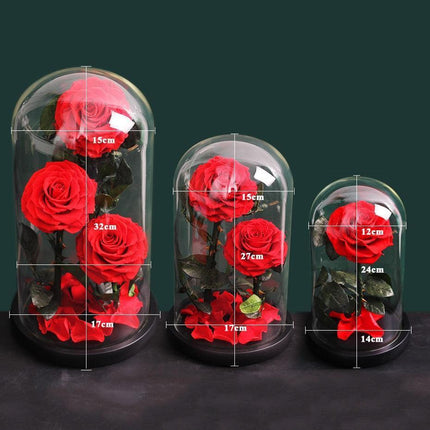 Timeless Romance: Stunning Preserved Rose in Glass Cloche - Authentic Bloom, Lasting Elegance, Enduring Beauty - Très Elite