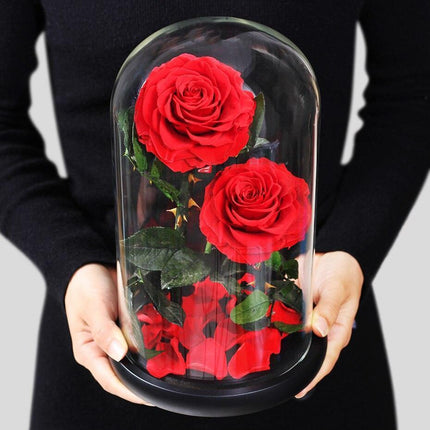 Timeless Romance: Stunning Preserved Rose in Glass Cloche - Authentic Bloom, Lasting Elegance, Enduring Beauty - Très Elite