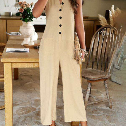 Timeless Solid Cotton Jumpsuit - Your Go-To for Effortless Style - Très Elite