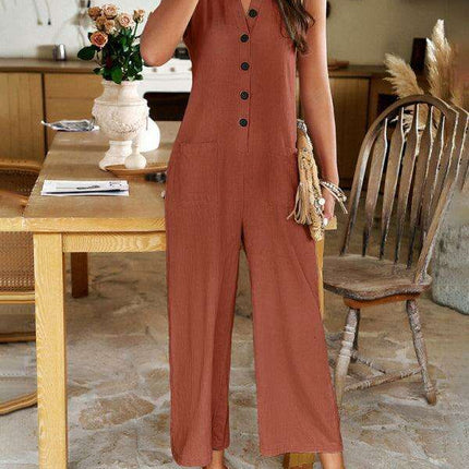 Timeless Solid Cotton Jumpsuit - Your Go-To for Effortless Style - Très Elite