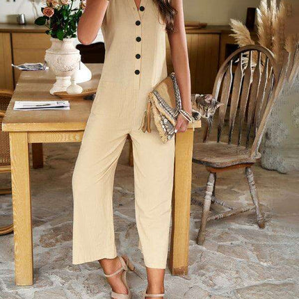 Timeless Solid Cotton Jumpsuit - Your Go-To for Effortless Style - Très Elite