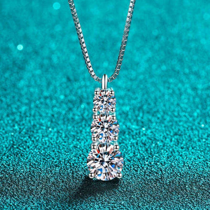 Timeless Triple Lab-Grown Diamond Pendant Necklace - Luxe Elegance Collection