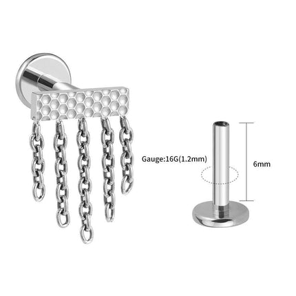 Titanium Hammer Tassel Lip Ring: Premium Body Jewelry for Piercing Enthusiasts - Très Elite