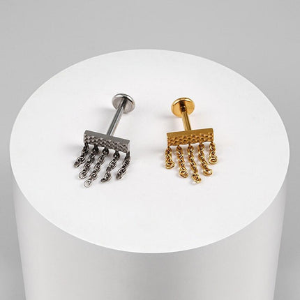 Titanium Hammer Tassel Lip Ring: Premium Body Jewelry for Piercing Enthusiasts - Très Elite