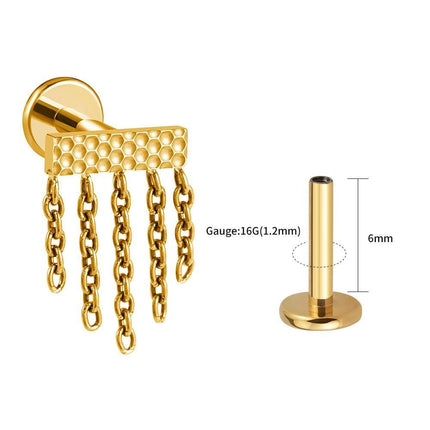 Titanium Hammer Tassel Lip Ring: Premium Body Jewelry for Piercing Enthusiasts - Très Elite