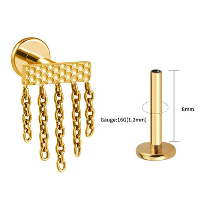 Titanium Hammer Tassel Lip Ring: Premium Body Jewelry for Piercing Enthusiasts - Très Elite