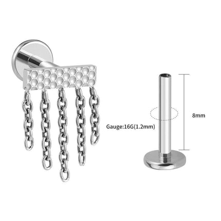 Titanium Hammer Tassel Lip Ring: Premium Body Jewelry for Piercing Enthusiasts - Très Elite