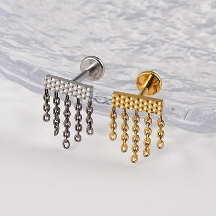 Titanium Hammer Tassel Lip Ring: Premium Body Jewelry for Piercing Enthusiasts - Très Elite