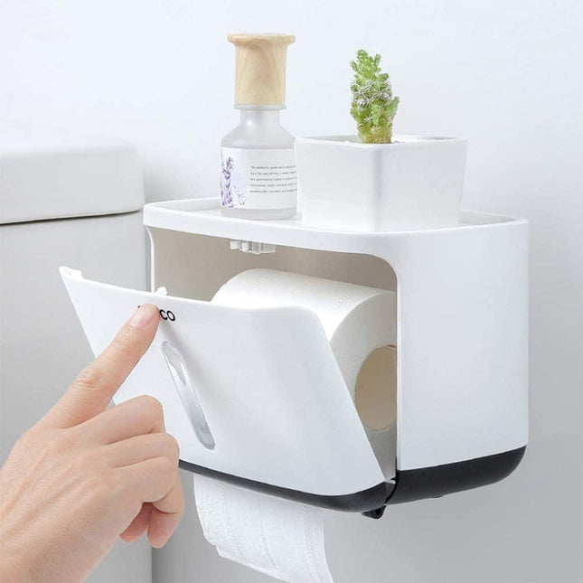 Toilet Paper Storage Solution with Shelf and Easy-Dispense Feature