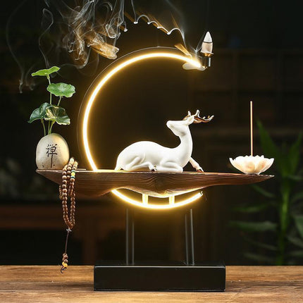 Tranquil Cascade Copper Backflow Incense Burner Set - Peaceful Relaxation Ensemble - Très Elite