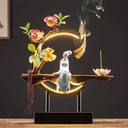 Tranquil Cascade Copper Backflow Incense Burner Set - Peaceful Relaxation Ensemble - Très Elite