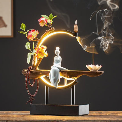 Tranquil Cascade Copper Backflow Incense Burner Set - Peaceful Relaxation Ensemble - Très Elite