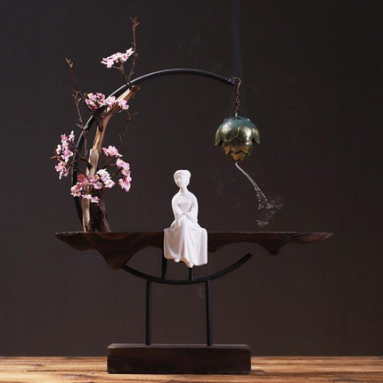 Tranquil Cascade Copper Backflow Incense Burner Set - Peaceful Relaxation Ensemble