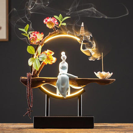 Tranquil Cascade Copper Backflow Incense Burner Set - Peaceful Relaxation Ensemble