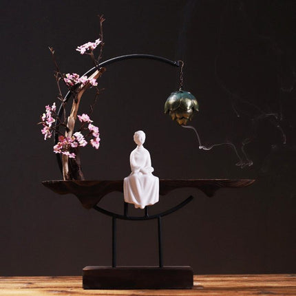 Tranquil Cascade Copper Backflow Incense Burner Set - Peaceful Relaxation Ensemble