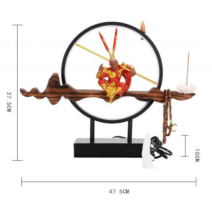 Tranquil Elegance Monkey King Ceramic Backflow Incense Burner with LED Illumination