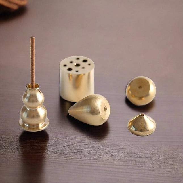 Tranquil Essence Portable Brass Incense Holder - Elegant Water Drop Design