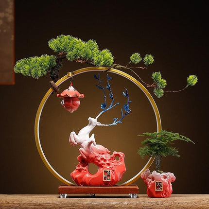 Tranquil Harmony Chinese Fountain & Aromatherapy Lamp Set with Lucky Charms