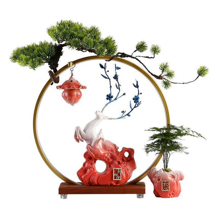 Tranquil Harmony Chinese Fountain & Aromatherapy Lamp Set with Lucky Charms