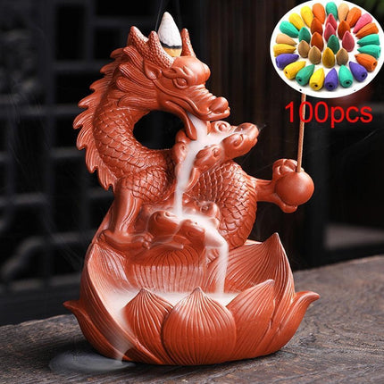Tranquil Mountain River Backflow Incense Fountain with 100 Aromatic Cones - Très Elite