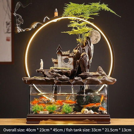 Tranquil Oasis Asian Spring Valley Serenity Fountain