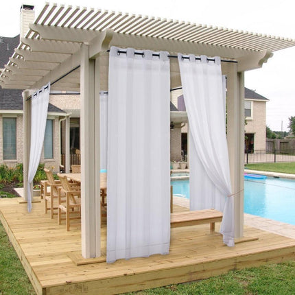 Tranquil Outdoor Haven Double Sheer Curtains - Stylish Privacy and Sunshade Solution for Patios and Gardens - Très Elite