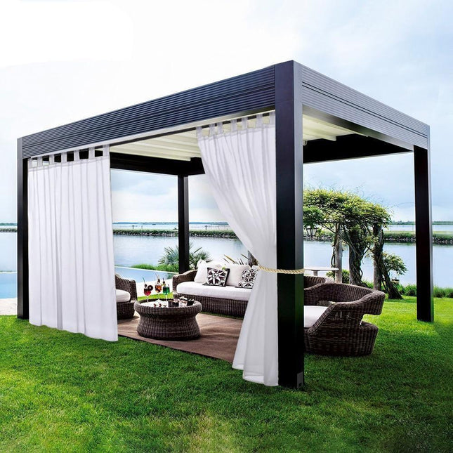 Tranquil Outdoor Haven Double Sheer Curtains - Stylish Privacy and Sunshade Solution for Patios and Gardens