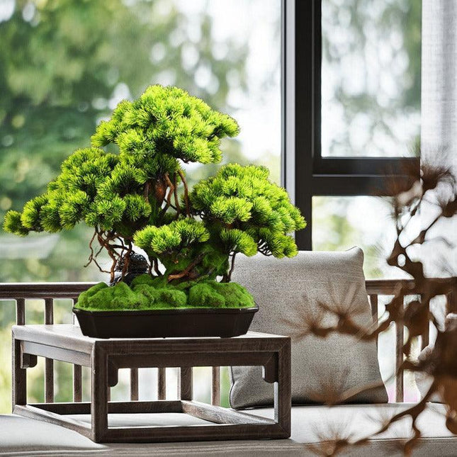 Tranquil Retreat Faux Pine Bonsai - Elegant Zen Decor Element