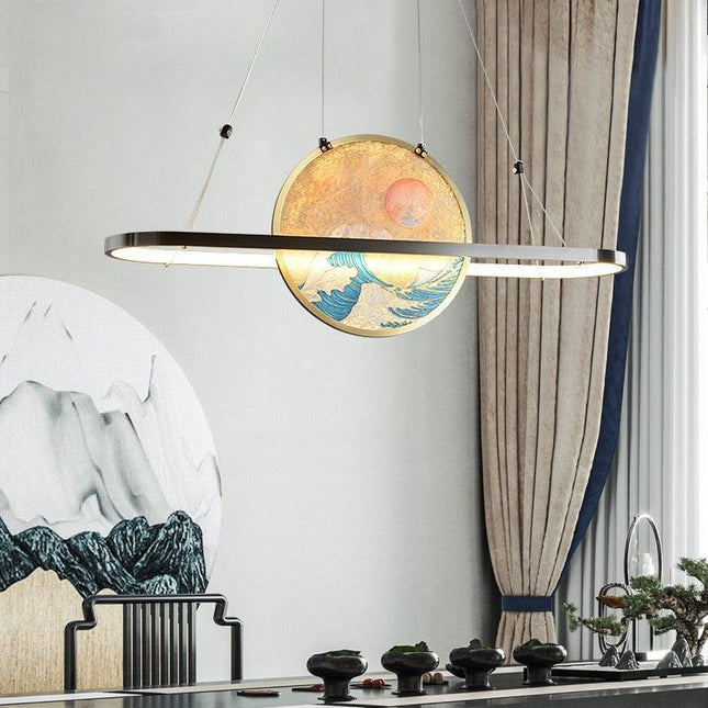 Tranquil Zen-Inspired Copper LED Chandelier - Elevate Your Home with Artistic Elegance