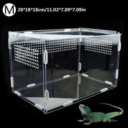 Transparent Acrylic Enclosure for Reptile Habitat and Insect Observation