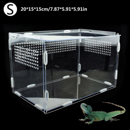 Transparent Acrylic Enclosure for Reptile Habitat and Insect Observation