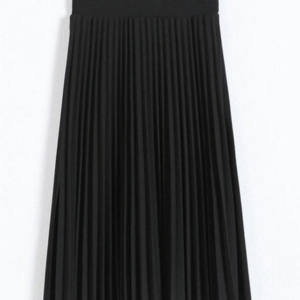 Trendy Black and Pink High-Waisted Pleated Skirt Inspired by Korean Fashion