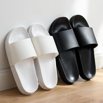 Trendy Black and White Comfort Slide-On Platform Sandals for Summer Delight - Très Elite