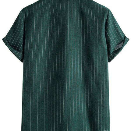 Trendy Casual Striped Short Sleeve Top for Men with Dropped Shoulder Design - Très Elite