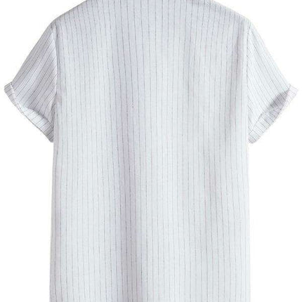 Trendy Casual Striped Short Sleeve Top for Men with Dropped Shoulder Design - Très Elite