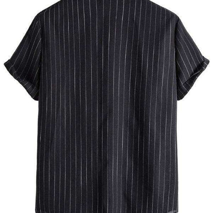 Trendy Casual Striped Short Sleeve Top for Men with Dropped Shoulder Design - Très Elite
