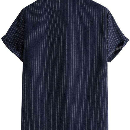Trendy Casual Striped Short Sleeve Top for Men with Dropped Shoulder Design - Très Elite
