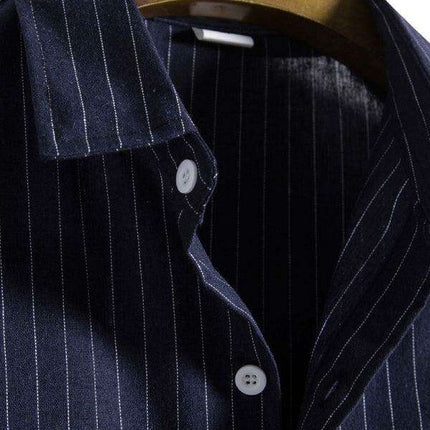Trendy Casual Striped Short Sleeve Top for Men with Dropped Shoulder Design - Très Elite