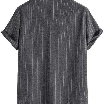 Trendy Casual Striped Short Sleeve Top for Men with Dropped Shoulder Design - Très Elite