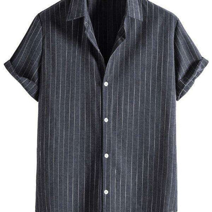 Trendy Casual Striped Short Sleeve Top for Men with Dropped Shoulder Design - Très Elite