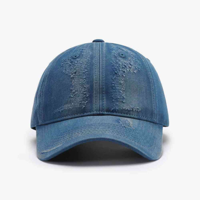 Trendy Distressed Cotton Adjustable Baseball Cap for Urban Style