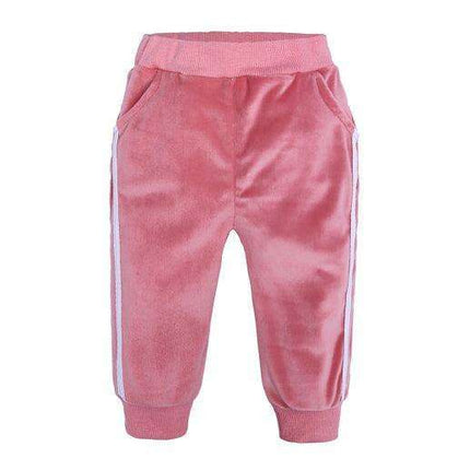 Trendy Gold Velvet Kids Hooded Pajama Set with Sporty Side Stripes - Très Elite